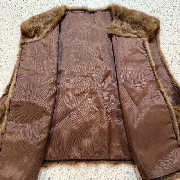 Chocolate Brown Genuine Fur Vest, One of a Kind, Perfect for Layering - Picture 5 of 8